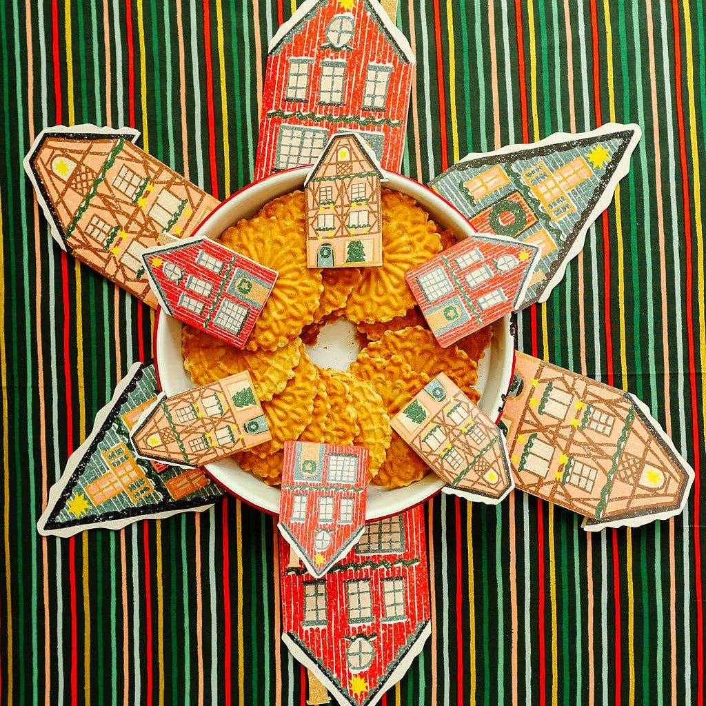 Blue Cottage Die Cut Card - Winter Cottage Collection