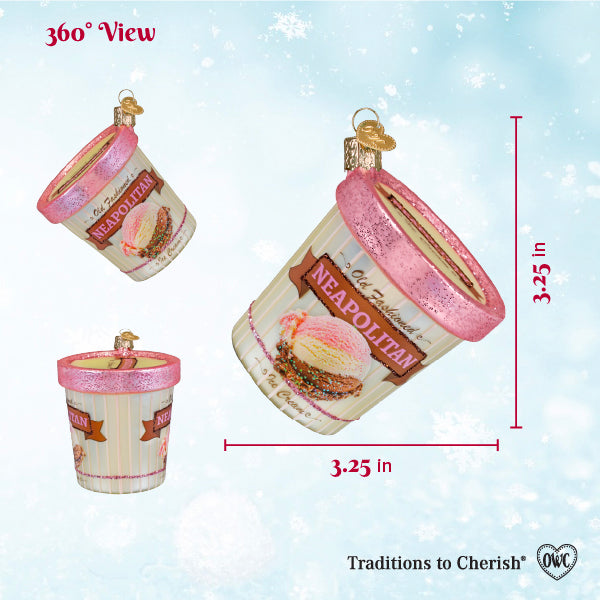 Neapolitan Ice Cream Pint Ornament