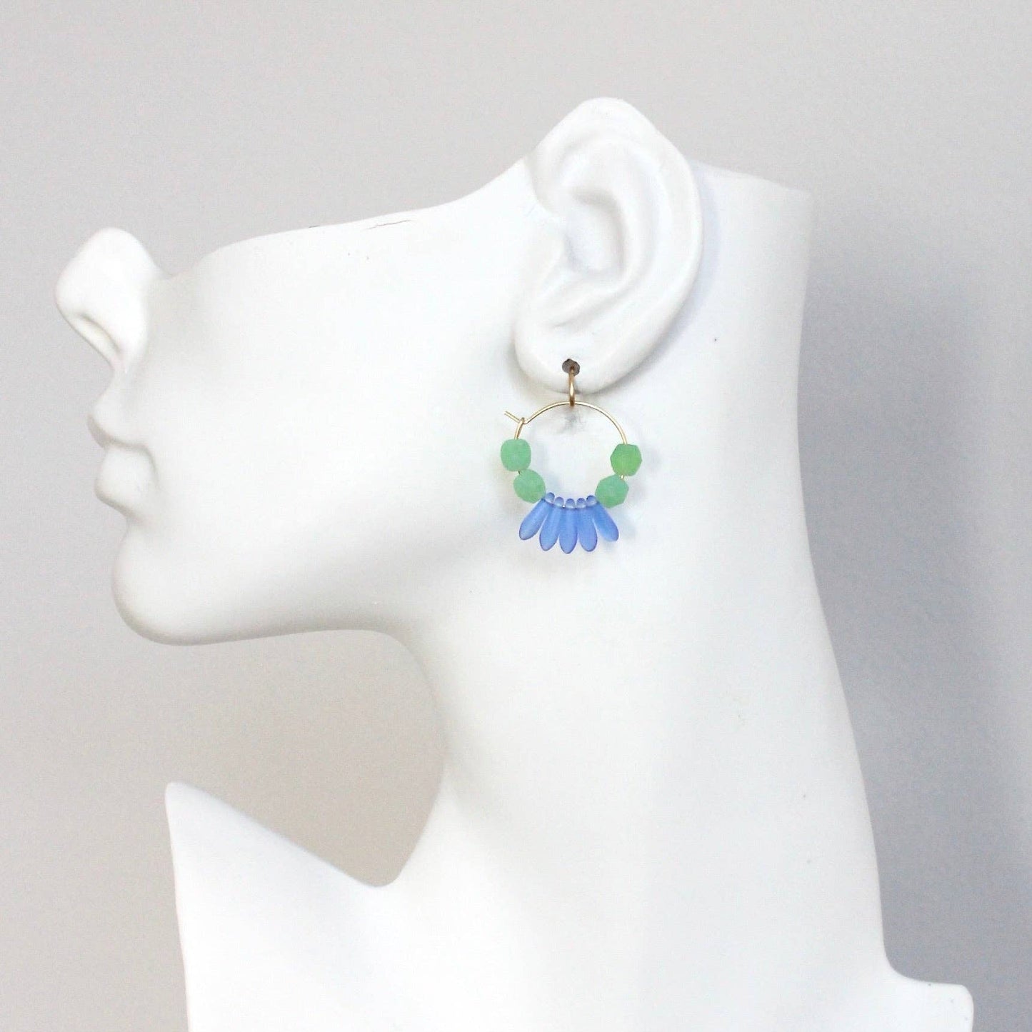 cobalt & mint hoop earrings