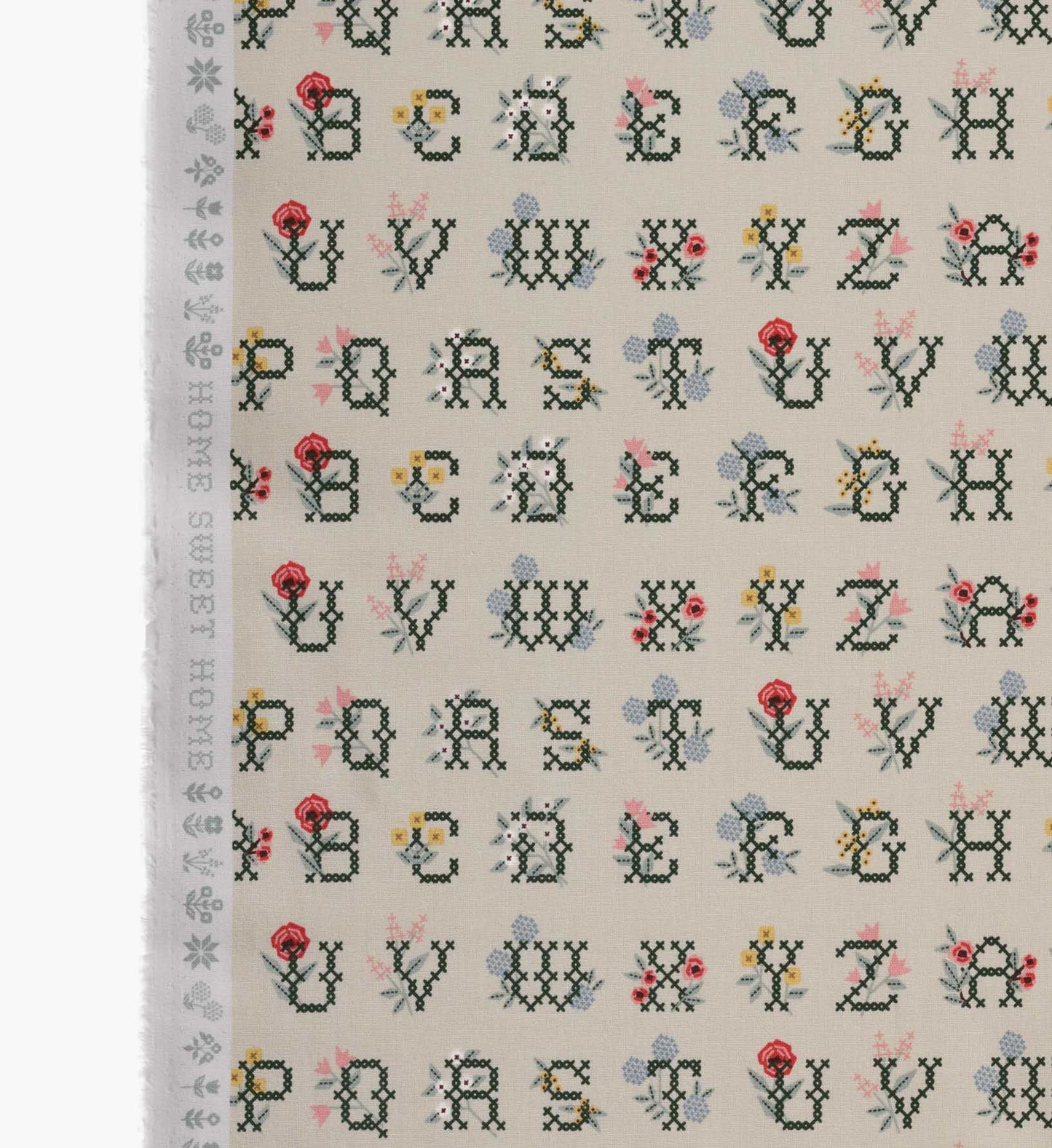 Cross Stitch Letters Canvas Fabric - Linen