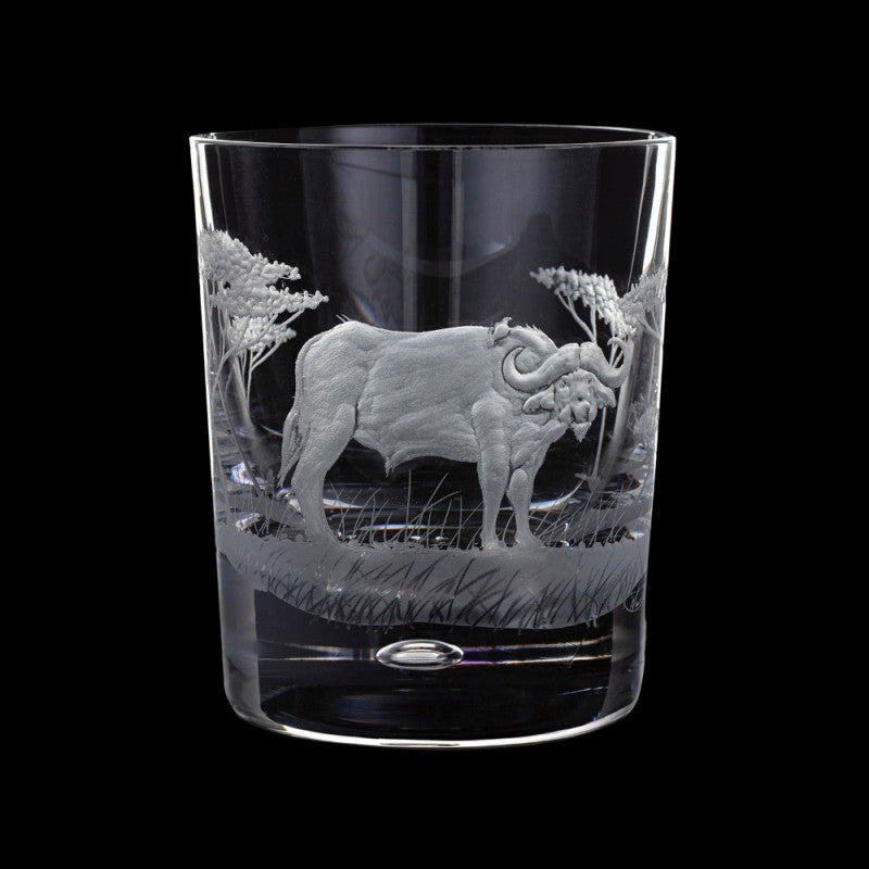 Dartington Crystal Hand Engraved Majestic Wildlife Buffalo Tumbler