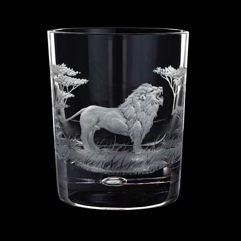 Dartington Crystal Hand Engraved Majestic Wildlife Lion Tumbler