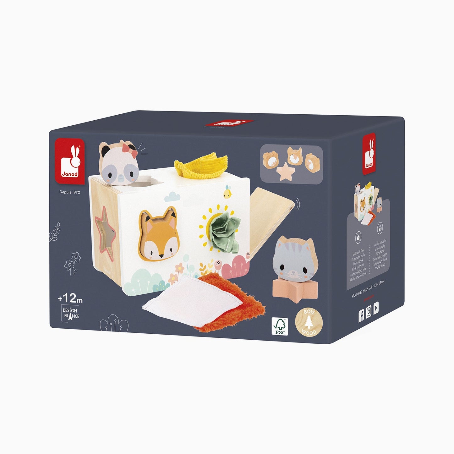 Janod Shape Sorter With Fabric - Pure