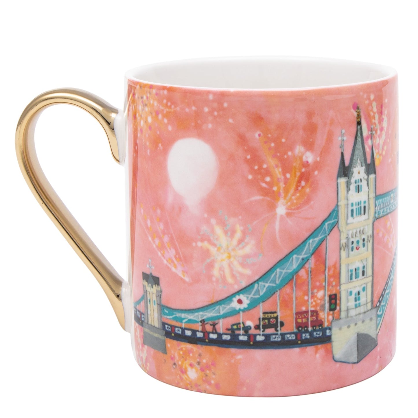 Lucy Loveheart Firework Gold Handled Mug