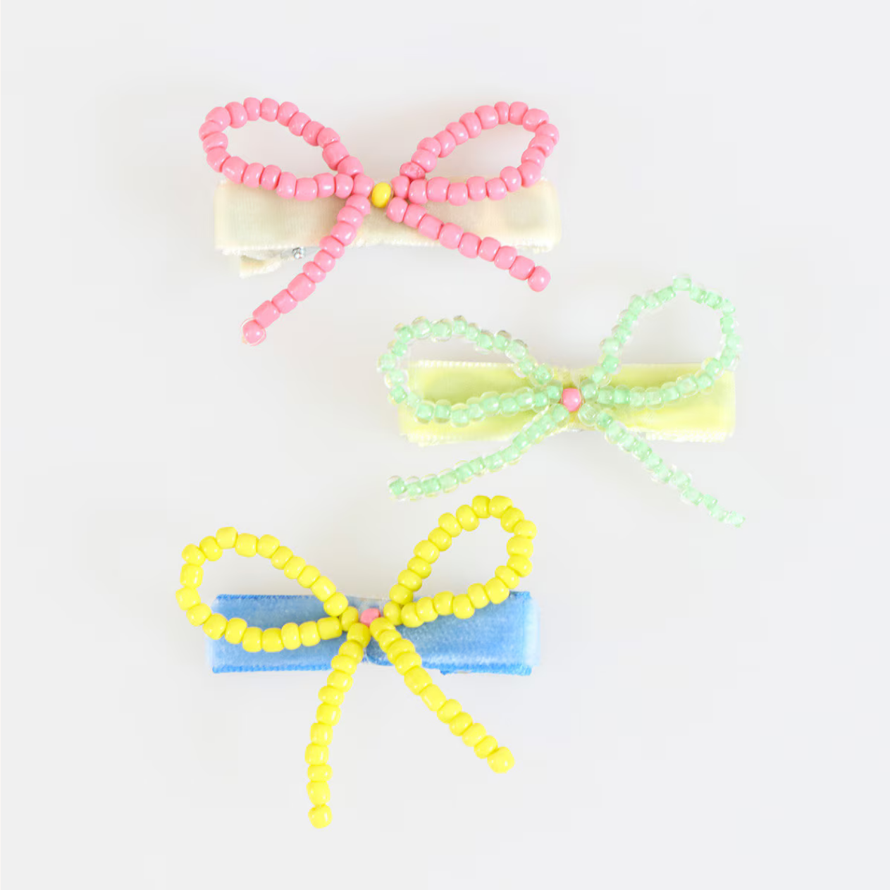 Beaded Bow Hair Clips (x5)