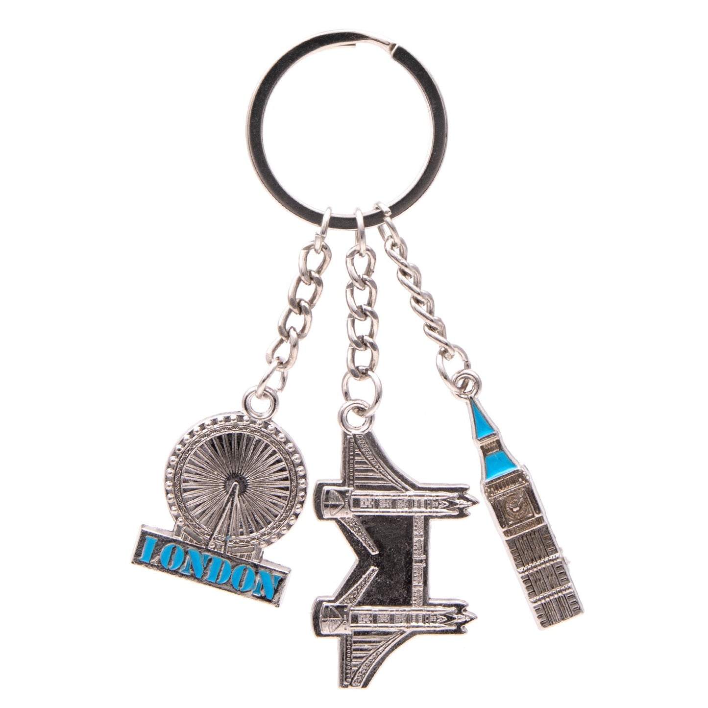 Tower Bridge, Big Ben and London Eye Metal Dangle Keyring