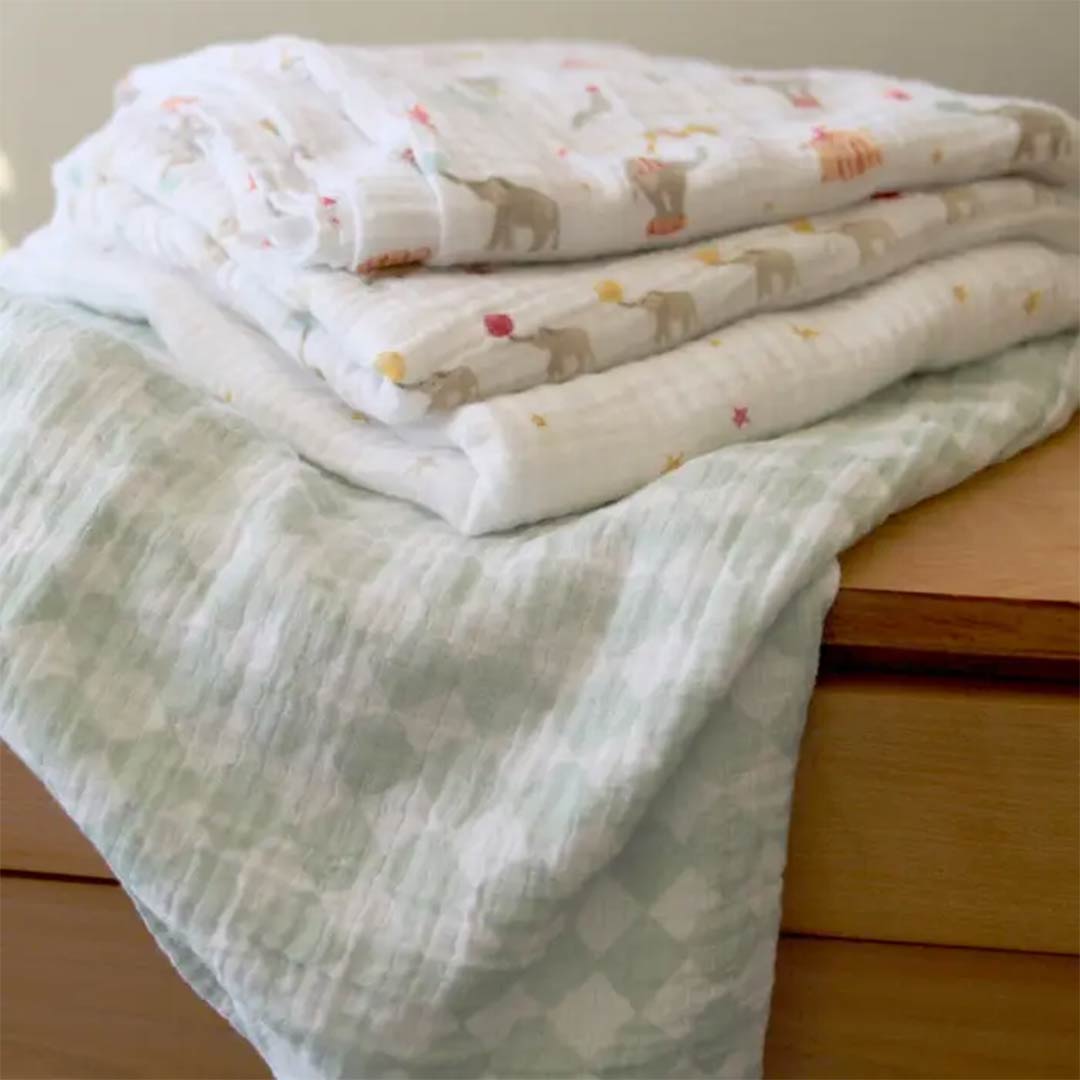 aden + anais Essentials Cotton Muslin Swaddle Blankets - 4 Pack - Elephant Circus