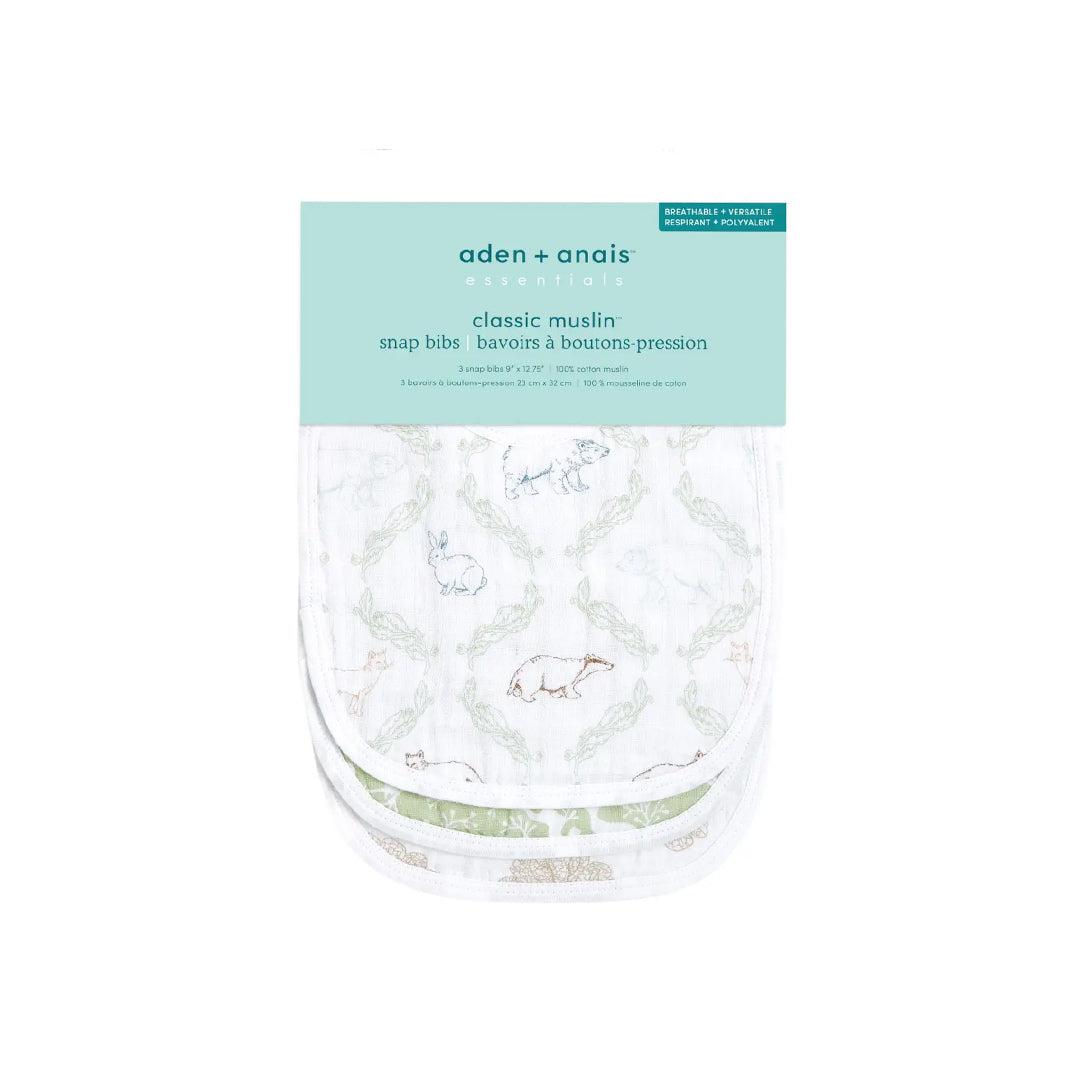 aden + anais Essentials Cotton Muslin Baby Snap Bibs - 3 Pack - Harmony