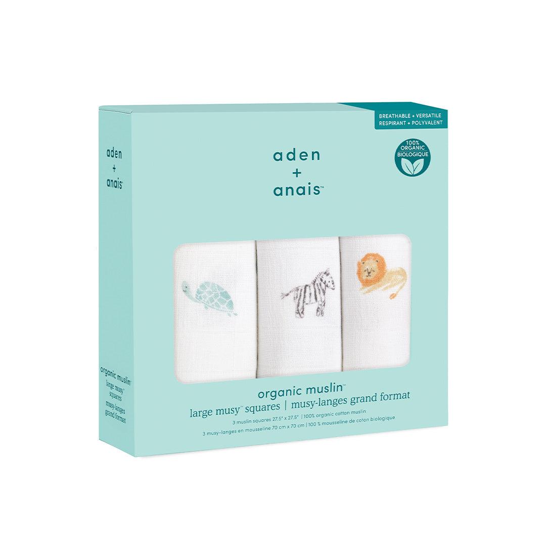 aden + anais Organic Muslin Squares - - 3 Pack - Animal Kingdom