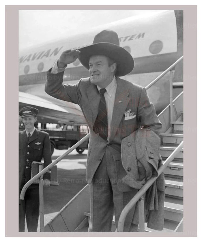 Bob Hope Salute from Airplane - VINTAGEARTREPRINTS.COM