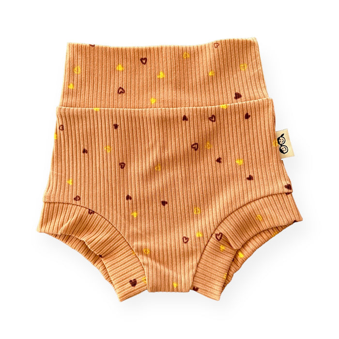 Dainty Hearts on Camel Ribbed Summer Lounge Set