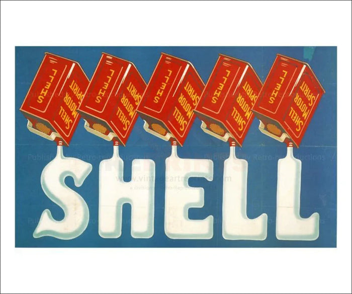 Five Shell Cans in a Row, 1920 - VINTAGEARTREPRINTS.COM