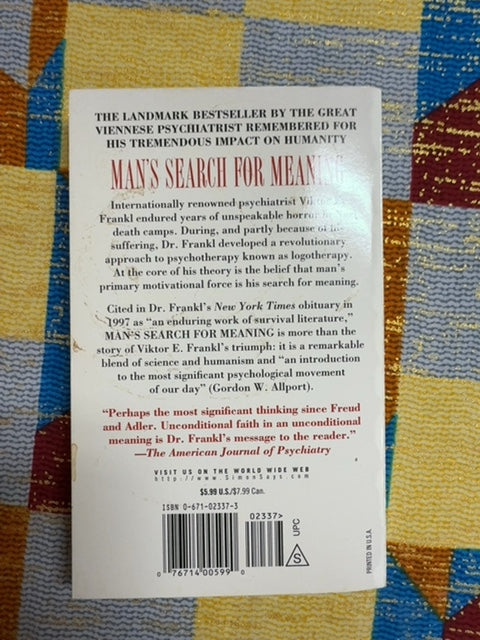 Man'S Search for Meaning back cover