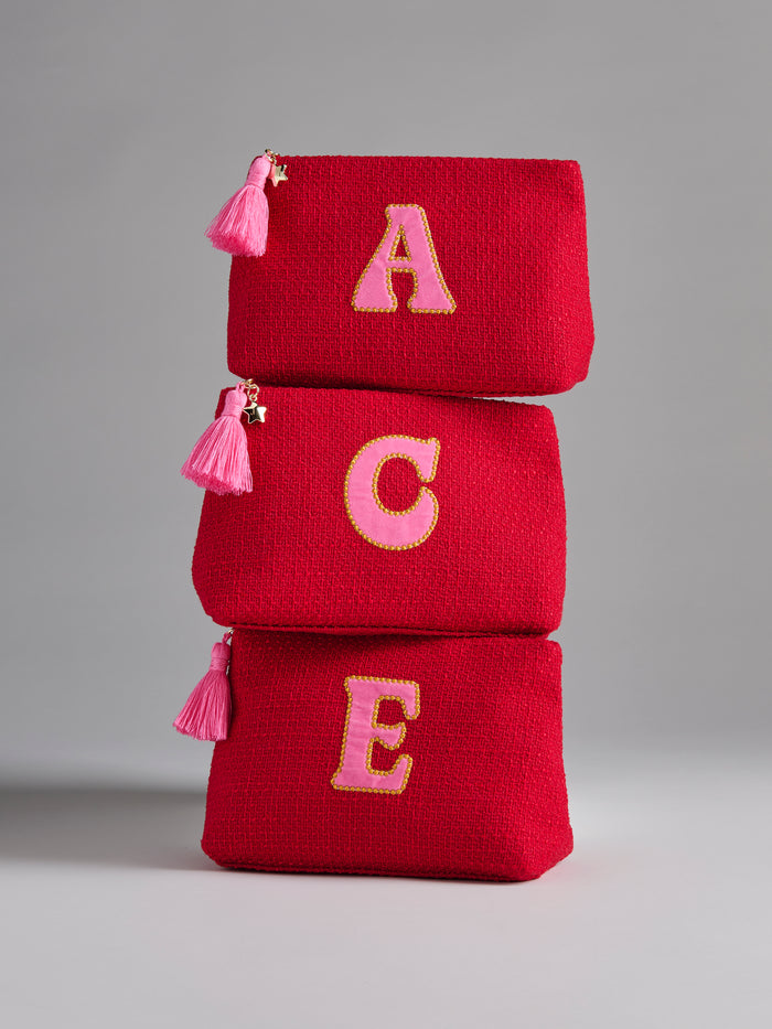 Shiraleah "E" Mara Initial Zip Pouch, Red
