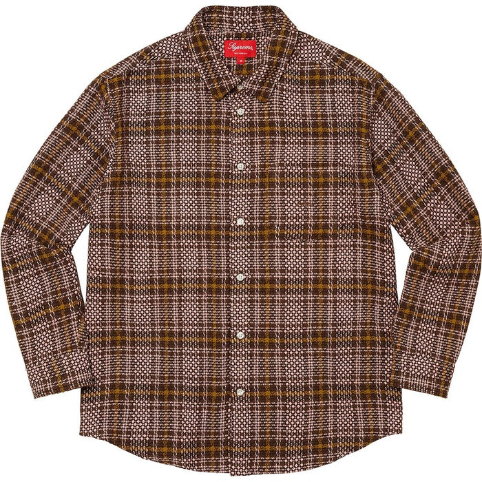 Supreme Basket Weave Plaid Shirt (Brown) (WORN)