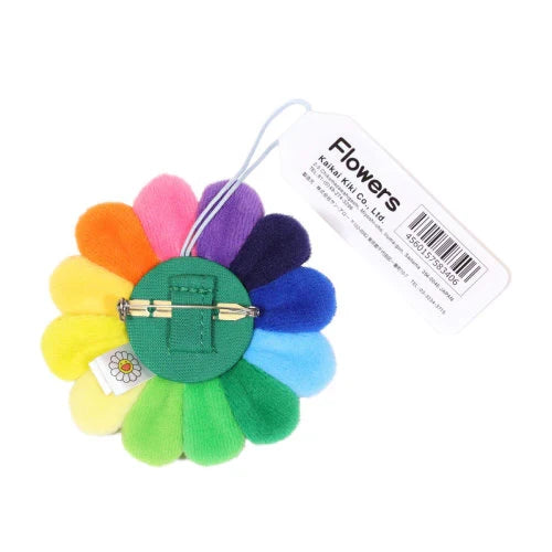 Takashi Murakami Plush Flower Pin Keychain Rainbow/Black