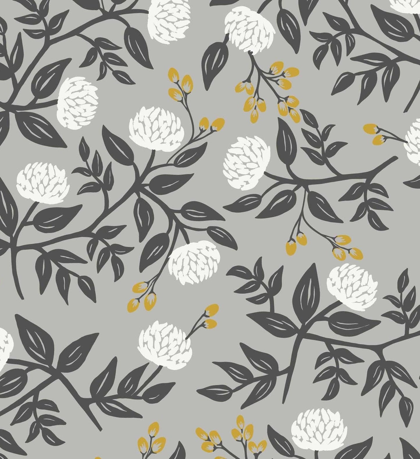 Peonies Wallpaper - Grey