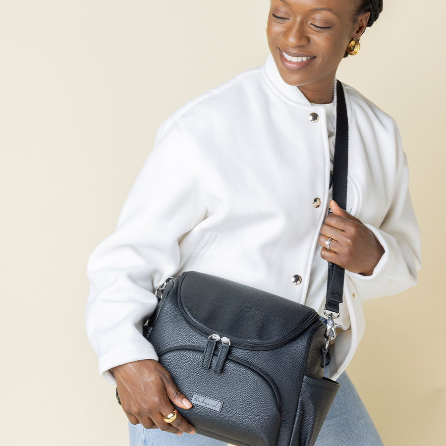 Babymel Lenni Vegan Leather Compact Changing Bag - Black
