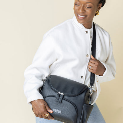 Babymel Lenni Vegan Leather Compact Changing Bag - Black