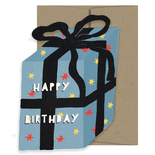 Blue Gift Birthday Collection - Die Cut Card