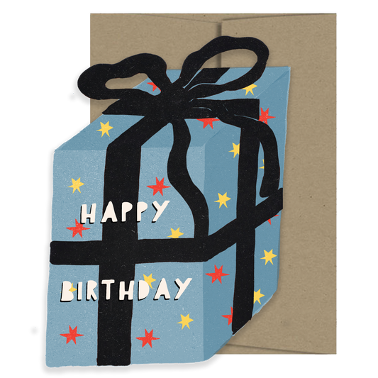 Blue Gift Birthday Collection - Die Cut Card