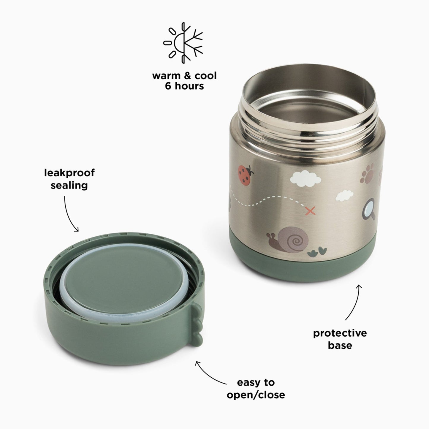 Done By Deer Insulated Food Jar 300ml - Tiny Trails Green