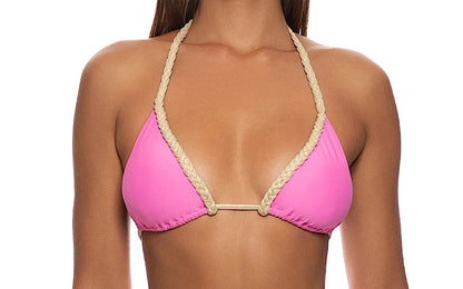 Braided Triangle-Braided Ruched Back Tie Side Bikini