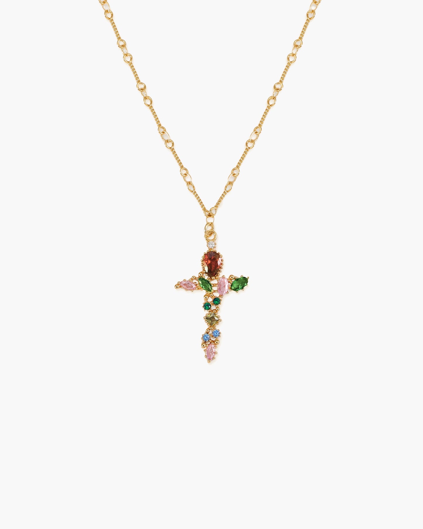 Iridescent Cross Necklace