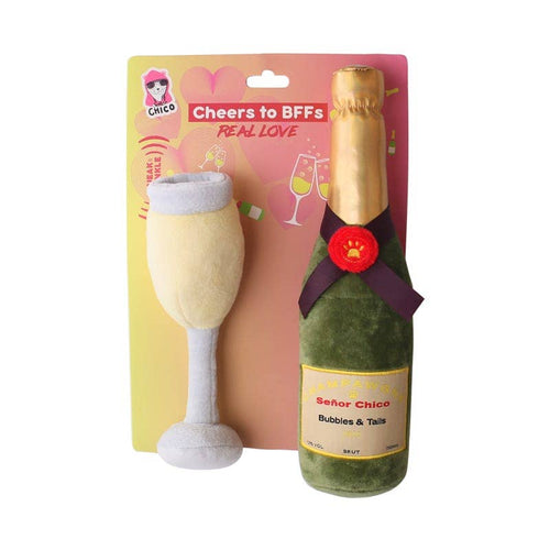 Jojo Modern Pets - Champawgne-Cheers Crinkle and Squeaky Plush Dog Toy Combo