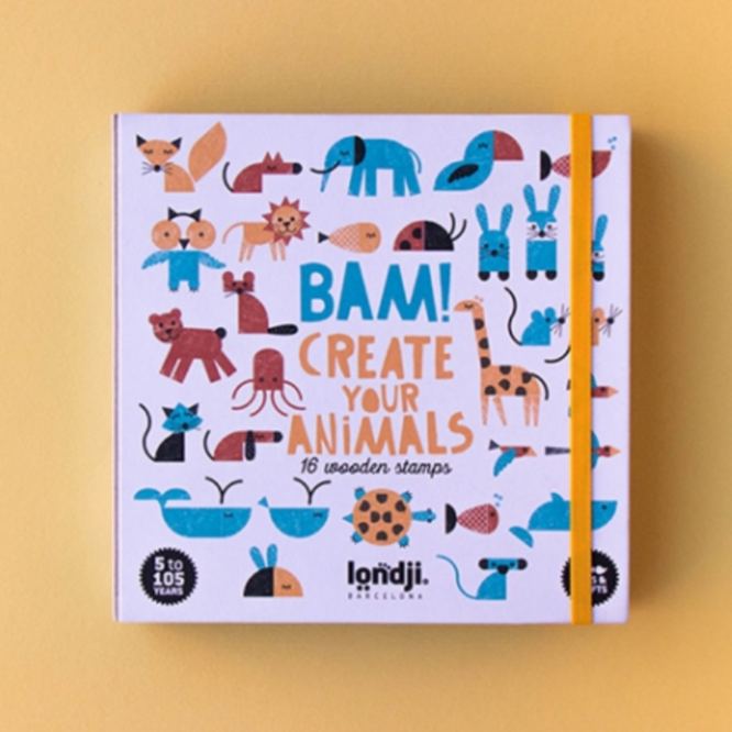 Bam! Animals -16 Wooden Stamps