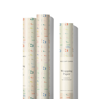 Birthday Song birthday wrapping paper- Roll of 3 sheets