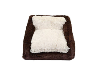 Chocolate & Cream Shag Sofa Bed: