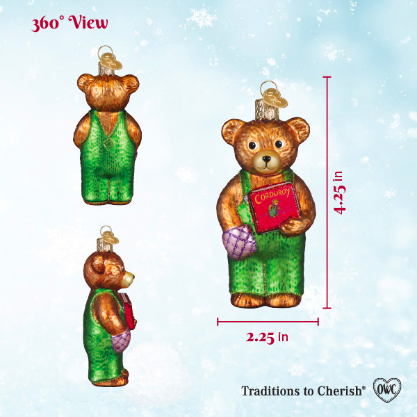 Corduroy Holding Book Ornament