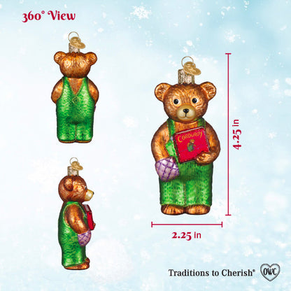 Corduroy Holding Book Ornament