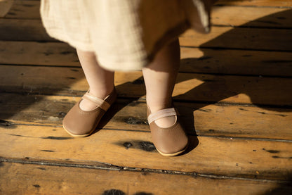 Baby Leather Mary Janes in Clay