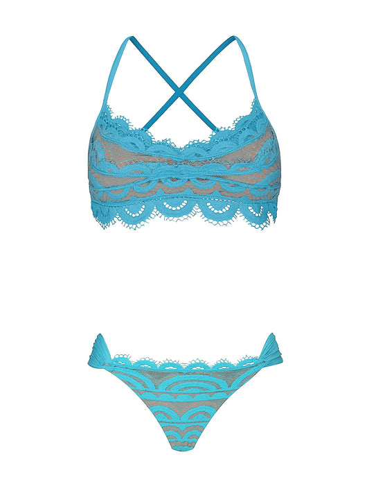 Lace Bralette-Lace Fanned Bikini