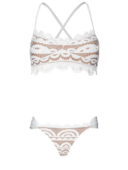 Lace Bralette-Laced Fanned Bikini