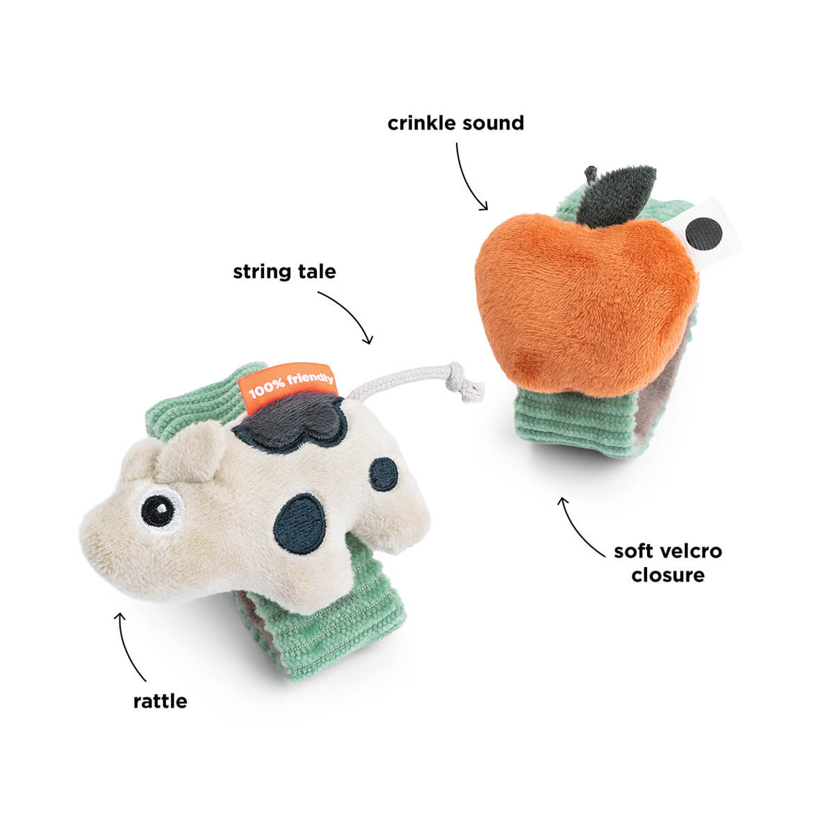 Done By Deer Wrist rattle set 2pack Dotti Green