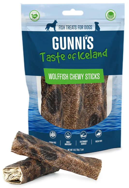 Gunni'a a Taste of Iceland 3 Pack Wolffish Chewy Sticks