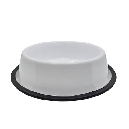 Jojo Modern Pets - Non-Skid Stainless Steel Dog Bowl White with Gray Dog Design