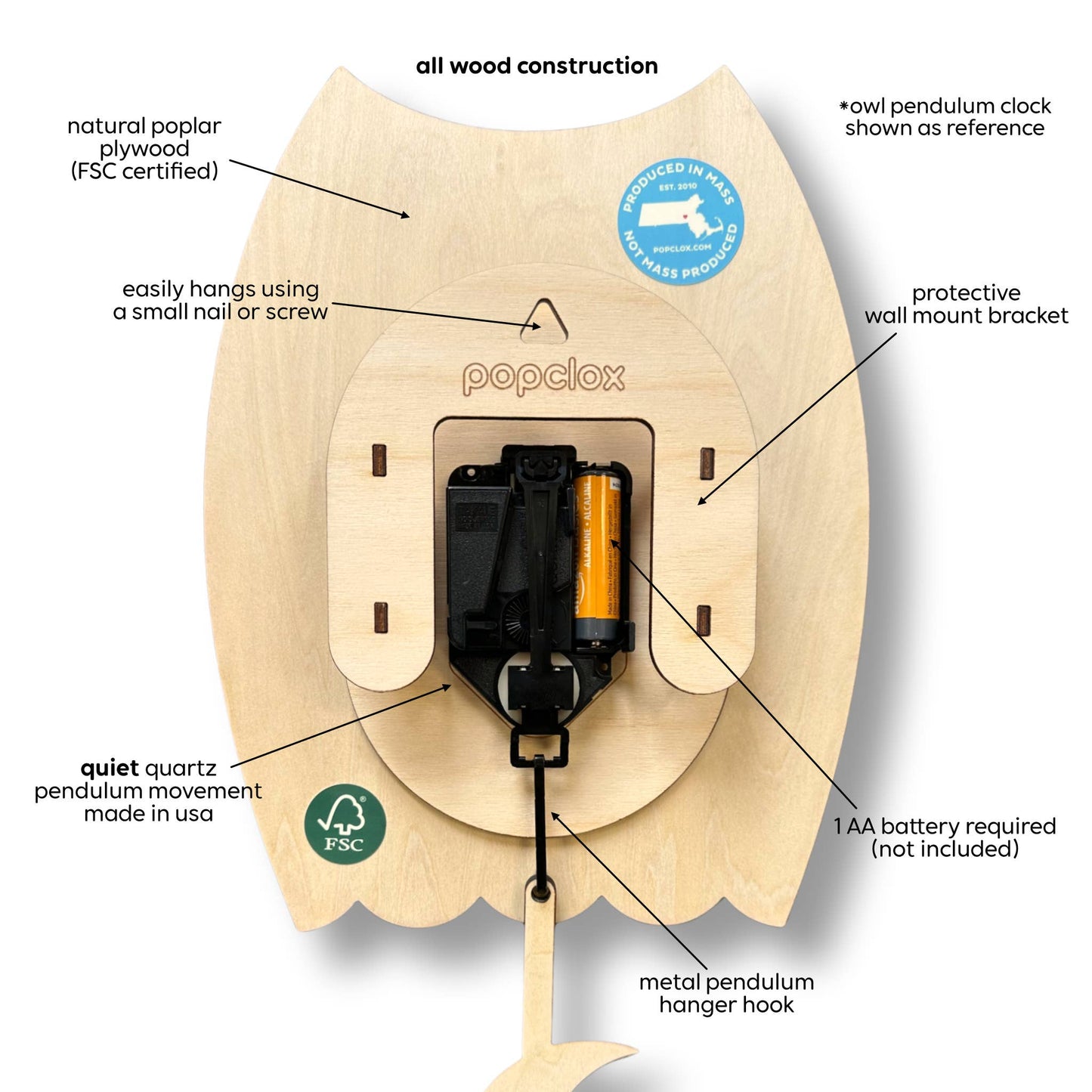 Cleo Chicken Pendulum Clock - Wood