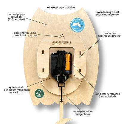 Cleo Chicken Pendulum Clock - Wood