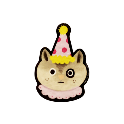 Clown Cat - Die Cut Sticker -by Carolyn Suzuki