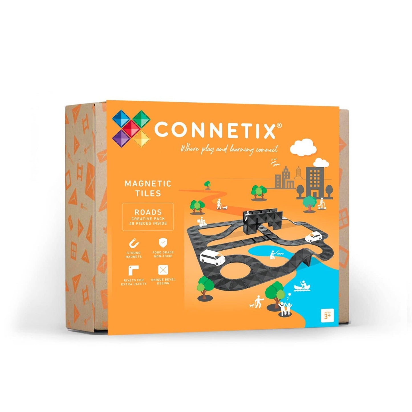 CONNETIX Magnetic Tiles Roads Creative Pack - 48 Pieces