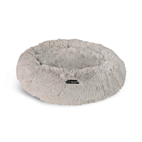 Nandog Pet Gear - SHAGGY ROUND PET BED - MEDIUM / LIGHT GRAY