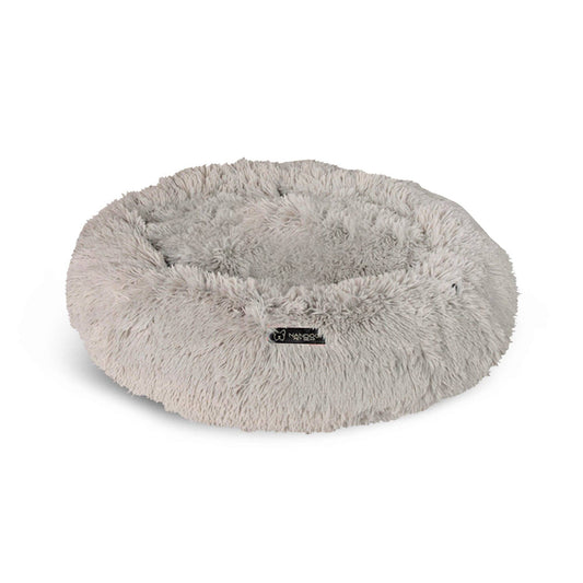 Nandog Pet Gear - SHAGGY ROUND PET BED - MEDIUM / LIGHT GRAY