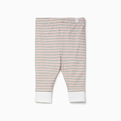 Blush & Khaki Stripe Ruffle T-Shirt & Leggings Set