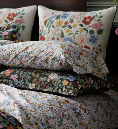 Percale Pillowcases - Strawberry Fields White