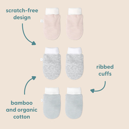 Baby Mittens - Blue Stripe