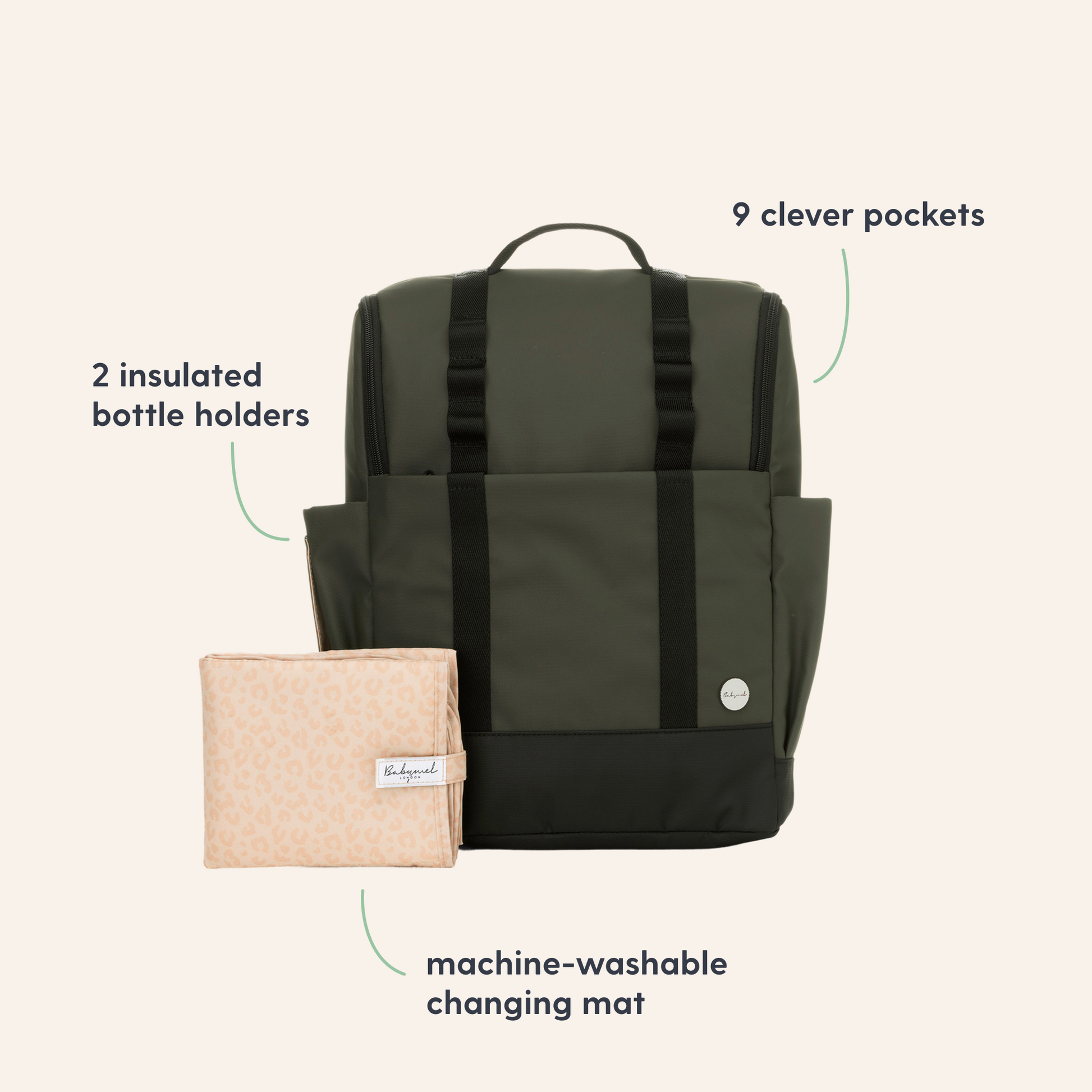 Babymel Finn Changing Backpack - Olive